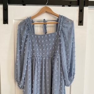 PinkBlush Blue Textured Dot Maternity Dress